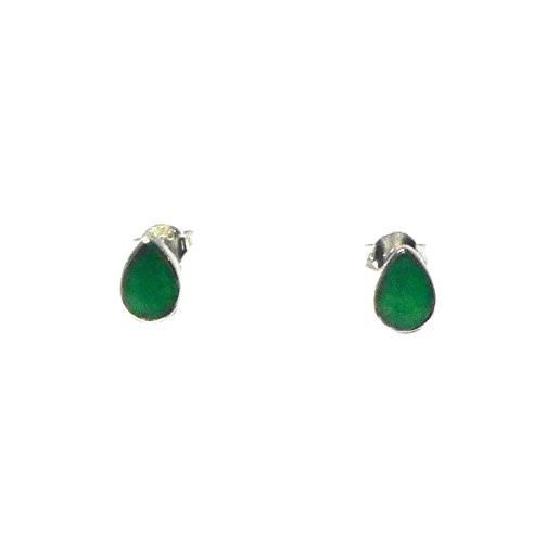 Art Gecko emerald (emst0905181) - orecchini a perno in argento sterling 925, con pietre preziose verdi, 5 x 7 mm