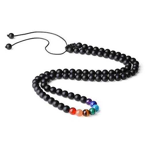 COAI collana regolabile con perle in onice opaca sette chakra per uomo e donna