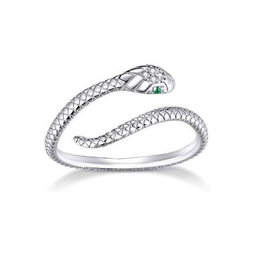 SUSBAG anello serpente regolabile anello in argento sterling 925 con design unico anello a fascia aperta placcato oro bianco anelli eleganti gioielli per donna