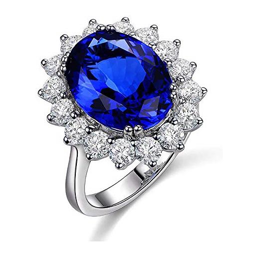 24 joyas - anello regolabile regina blu di cristallo, anello di fidanzamento, matrimonio, anniversario o regalo romantico per donna