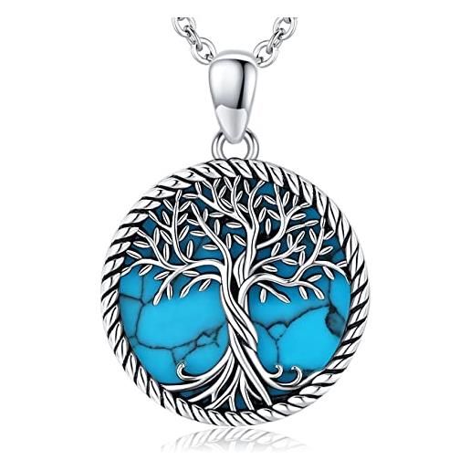 Odinstone collana donna albero della vita in argento 925 ciondolo albero della vita conchiglia abalone gioielli per donne ragazze mamma