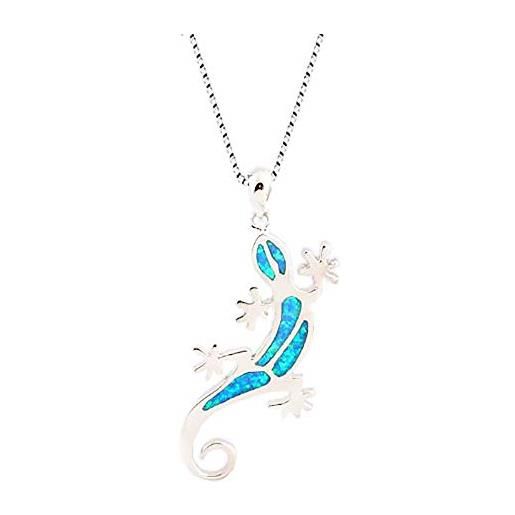 findout baobei gioielli donna geco collana in argento sterling silver blu opale geco collana pendente regalo per donne ragazze con portagioie (f463)