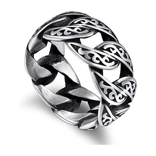 Bandmax anello catena uomo con nodo celtico, 27 misura anello uomo acciaio inossidabile, vintage anello uomo argento, regalo per papà rapper adulti