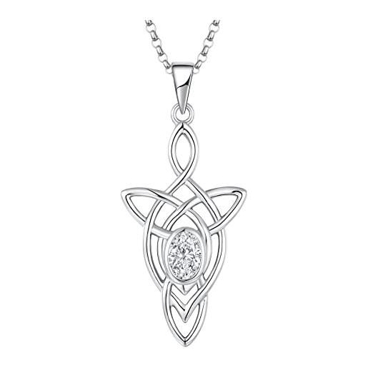 JO WISDOM collana nodo celtico argento 925 donna, ciondolo con catena elfo 5a zirconia cubica