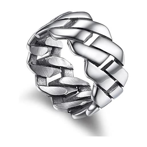 Bandmax anello uomo con corno di diamante, vintage anello uomo argento, 25 misura anello uomo acciaio inossidabile, regalo per papà rapper adulti