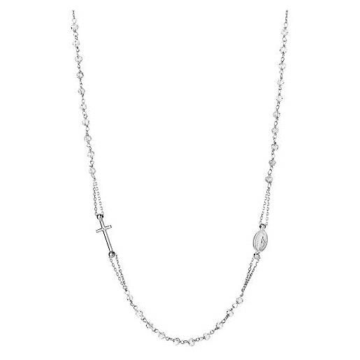Sinfonie collana girocollo rosario in argento 925% e perle nere. Lunghezza: 47 cm. , argento, argento