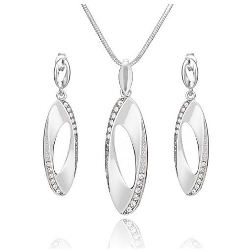 LillyMarie donne argento parure argento vero ciondolo ovale swarovski elements originali lunghezza regolabile custodia per gioielli bridal jewelry