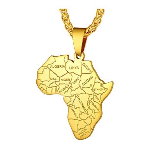 Richsteel collana da uomo in acciaio inossidabile con mappa dell'africa personalizzata con ciondolo mappa dell'africa ciondolo occhio di horus animali con confezione regalo per uomini e donne