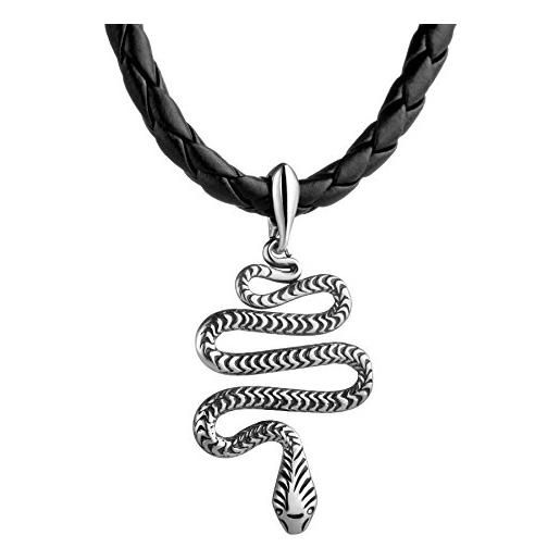 Sterll uomo catena cuoio nero ciondolo serpente confezione ecologica i migliori regali per uomini