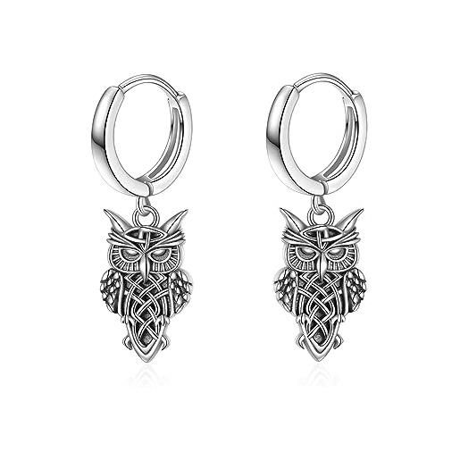 YAFEINI fufo orecchini 925 sterling silver drop orecchini con regali animali per le donne ragazze adolescenti (orecchini di gufo celtico)