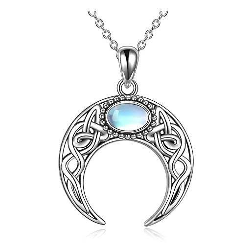 VENACOLY collana in argento sterling con ciondolo a forma di loto/luna/croci/farfalla con pietra di luna, gioiello da donna, argento sterling, pietra di luna