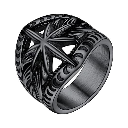 PROSTEEL anelli uomo acciaio nero acciaio inossidabile stella polare anello acciaio inossidabile uomo nero anello nero acciaio misura 24 (cfr. 64mm)