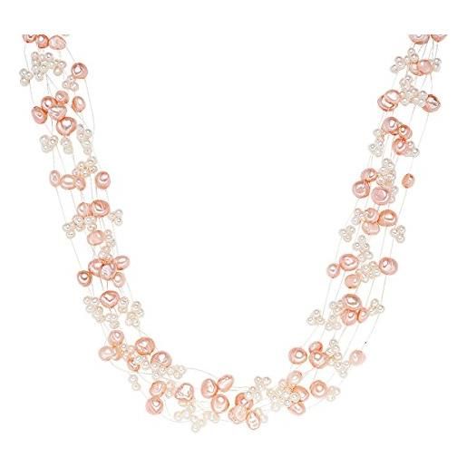 Valero Pearls catena da donna in argento sterling 925 con rodio con perle coltivate d'acqua dolce bianco rosa chiaro 60200102