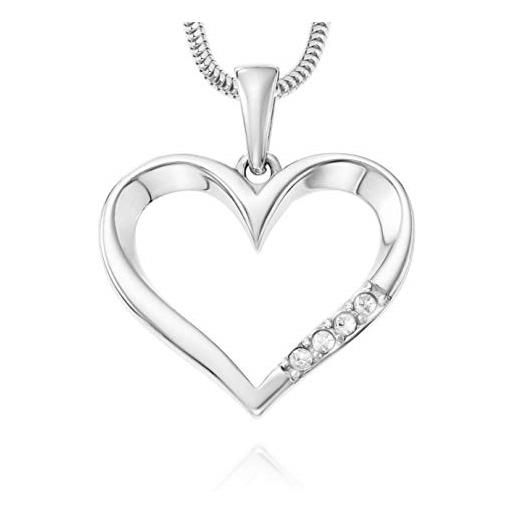 LillyMarie donne argento catena 925 ciondolo swarovski elements originali cuore trasparente lunghezza regolabile i regali
