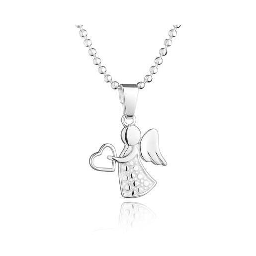 fish collana in argento sterling per ragazze con ciondolo angelo e lunghezza regolabile