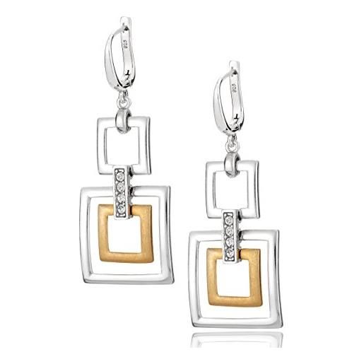 LillyMarie donne orecchini rivestito in oro argento swarovski elements originali quadrati pendenti custodia in legno di alta qualità regali per i partner