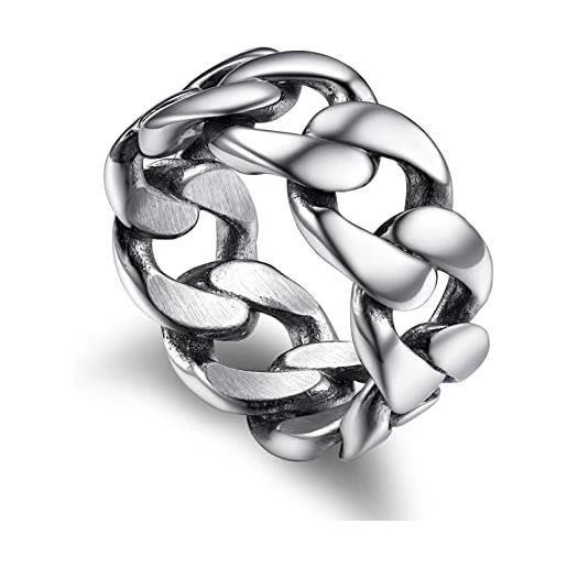 Bandmax cubana anello uomo, semplice anello uomo argento, 32 misura anello uomo acciaio inossidabile, regalo per papà rapper adulti