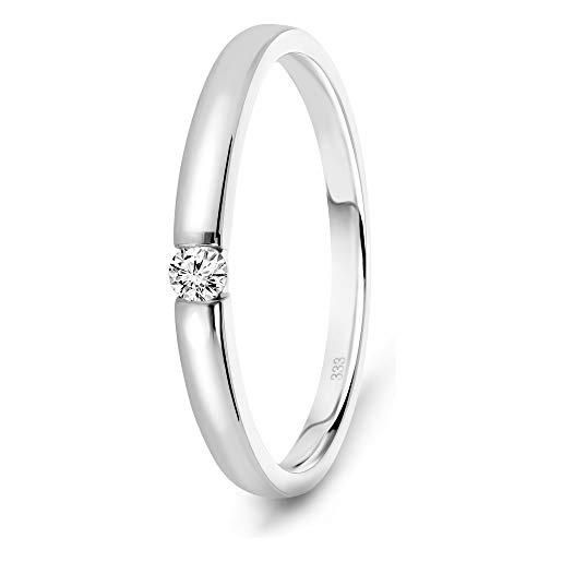 Miore anello solitario di fidanzamento da donna con diamante 0,05 ct in oro bianco 8 carati oro 336