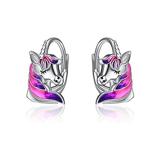 YAFEINI orecchini da donna orecchini in argento sterling con unicorno da corsa gioielli da regalo per ragazze da donna