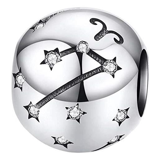 Maria Fonte bead charm segno zodiacale ariete in argento sterling 925, compatibile con le più diffuse marche di braccialetti e collane. 