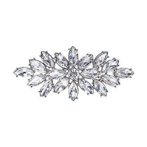 EVER FAITH spilla, matrimonio gioielli corpetto trasparente marquise cristallo austriaco spilla fiore in forte espansione per le donne -1.6 inches