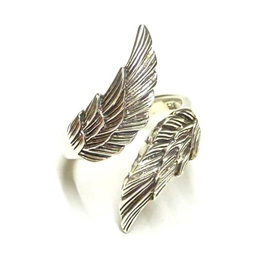Silberschmuck - BG anello in argento sterling con motivo ali d'angelo, misura 58, argento sterling