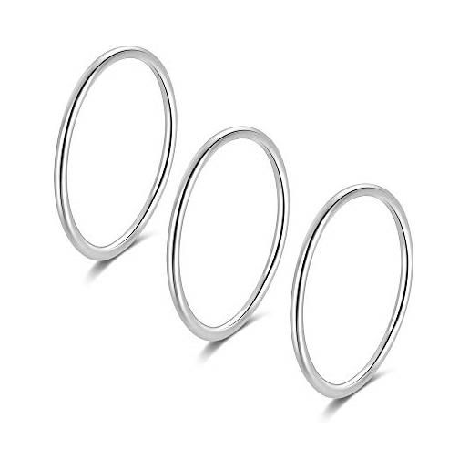 Candyfancy anello argento 925 sterling fedine donna anelli sottili stacking midi rings 3 pcs taglia 11