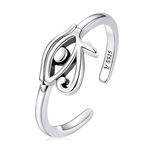 Jefanny 925 anello in argento sterling per le donne, occhio di horus egitto anelli regolabili gioielli regalo per la moglie fidanzata giorno di natale/san valentino/compleanno regalo