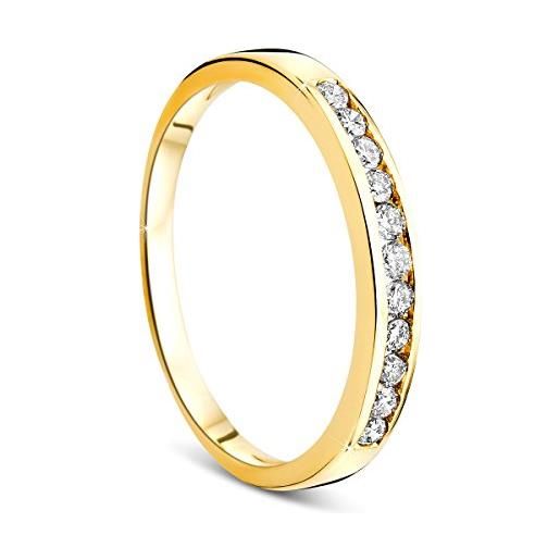 Orovi anello con diamanti da donna memoire anello di fidanzamento fede per matrimonio in oro giallo 14 carati (585) brillianti 0.20 carati oro giallo 58 (18.5) colore gold cod. Or72299r58