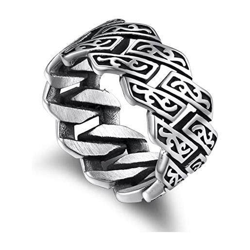Bandmax anello uomo con nodo celtico, 32 misura anello uomo argento, vintage anello uomo acciaio inossidabile, regalo per papà rapper adulti