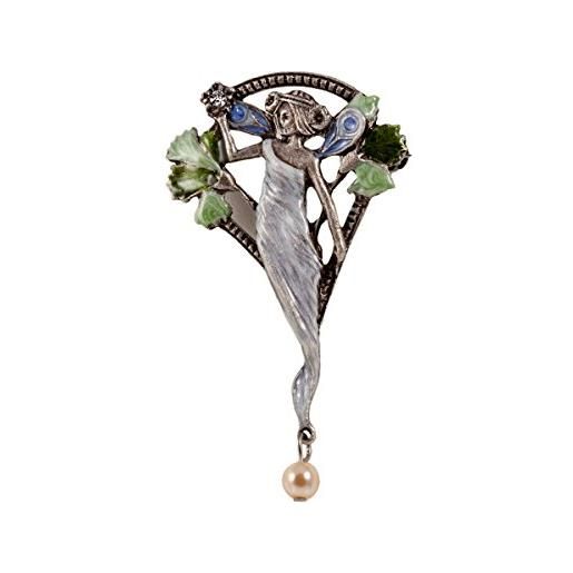 ba bijou-art spilla da donna fata fermagli gioiello stile liberty smalto perle 5,5 x 4,5 cm