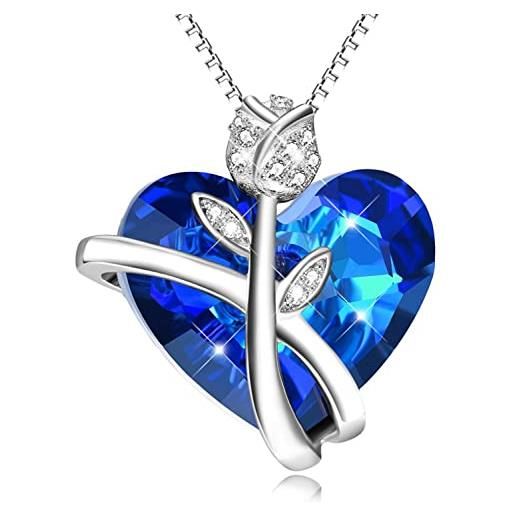 Silver Mountain aoboco collana donna argento 925 con cuore ciondolo cristalli regalo per lei compleanno anniversario