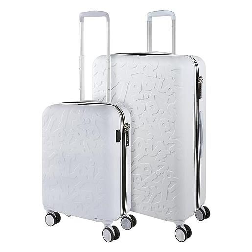 Lois - set valigie - set valigie rigide offerte. Valigia grande rigida, valigia media rigida e bagaglio a mano. Set di valigie con lucchetto combinazione tsa 171117, bianco