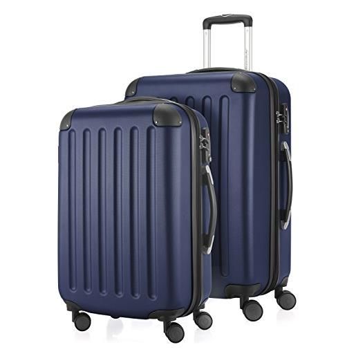 Hauptstadtkoffer - spree - set di 2 valigie trolley rigido con estensione, abs, tsa, 4 ruote, 55/65 cm, blu scuro