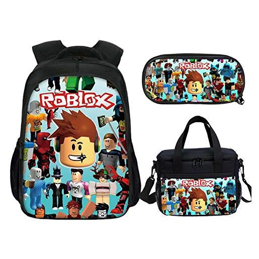 MATU zaino per bambini roblox con borsa termica per il pranzo, astuccio per la scuola blu blu