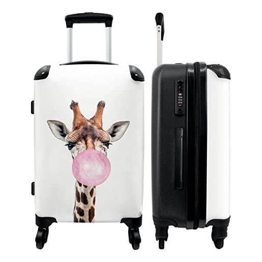 NoBoringSuitcases.com® valigia rigida grande travel bag trolley ragazza valigia grande rosa - giraffa - gomma da masticare - 67x43x25cm