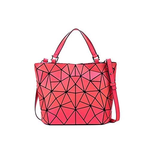 SCOFY FASHION zaino riflettente olografico borsa a mano geometrica luminosa per borse a tracolla da donna borsa a tracolla cambiante multicolore (borsa rossa luminosa)