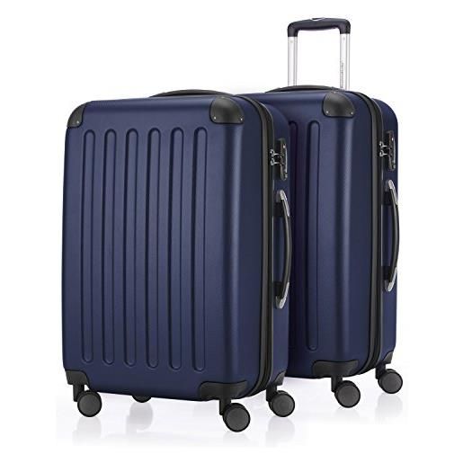 Hauptstadtkoffer - spree - set di 2 valigie trolley rigido con estensione, abs, tsa, 4 ruote, 65 cm, blu scuro