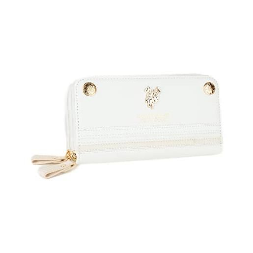 HARVEY MILLER POLO CLUB portafoglio donna ecopelle portamonete con doppia zip carte credito banconote linea raggie colore bianco