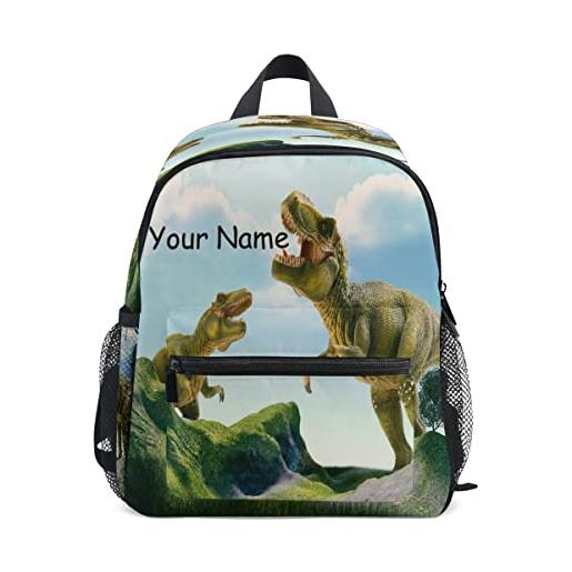 Mnsruu zaino personalizzato per bambini, zaino personalizzato con nome/testo, borsa prescolare per scuola materna dinosauro per ragazze ragazzi