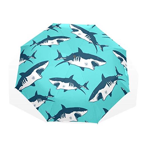 Jeansame vintage shark oceano mare blu verde ombrello pioggia manuale ombrello ombrello compatto per donne uomini bambino ragazzo ragazza