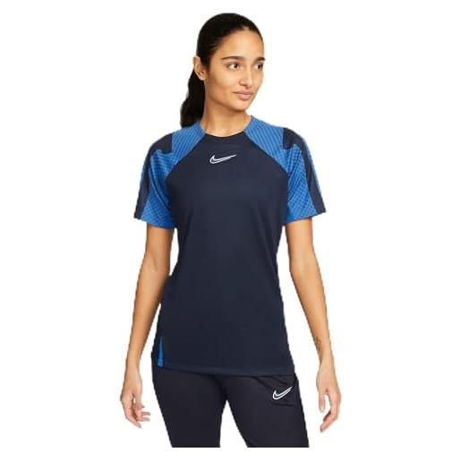 Nike womens top w nk df strk ss top k, obsidian/royal blue/white, dh8840-451, s