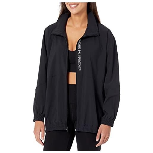 Under Armour giacca oversize in tessuto con zip intera, felpa donna, nero/nero/bianco, xl