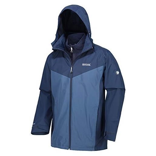 Regatta telmar iii waterproof taped seams hooded lined 3-in-1 jacket, giacca uomo, calcolo notturno/brunswick, m