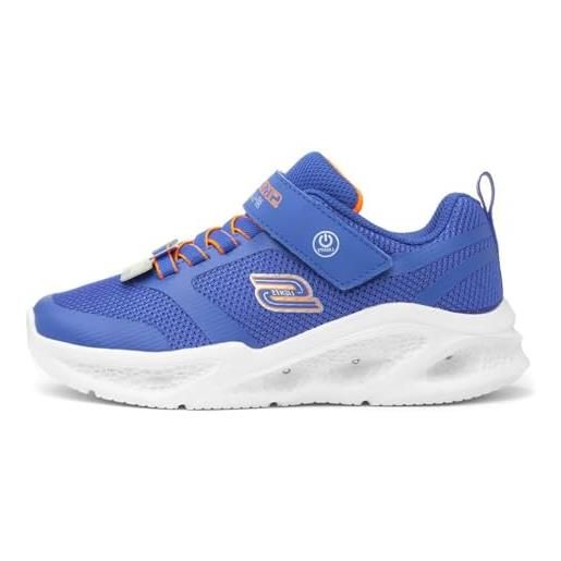 Skechers ragazzi, sneaker, blu tessile sintetico arancione trim, 35.5 eu