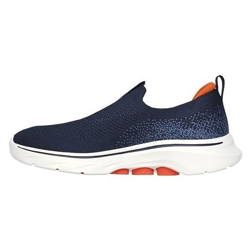 Skechers go walk 7, sneaker uomo, tessuto blu navy e arancione, 45 eu