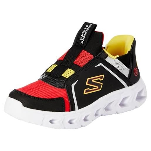 Skechers ragazzi, sneaker, nero tessuto sintetico rosso giallo si, 35 eu