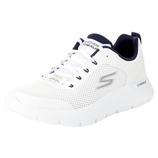 Skechers go walk flex indipendente, sneaker uomo, tessuto sintetico bianco e blu navy, 49.5 eu