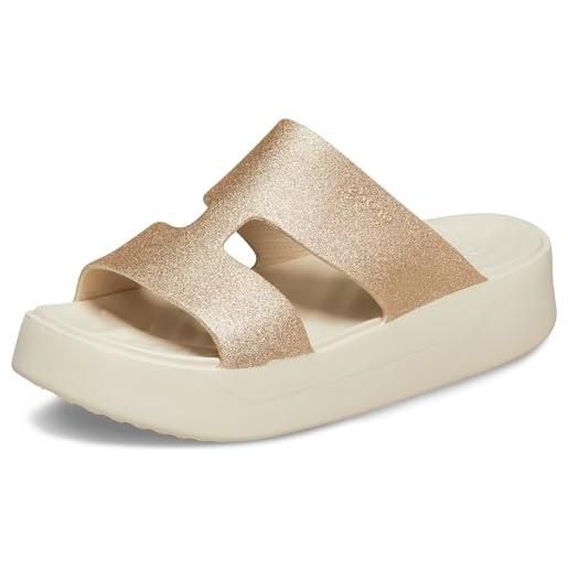 Crocs getaway platform h-strap, sandali donna, bianco (glitter stucco), 41/42 eu