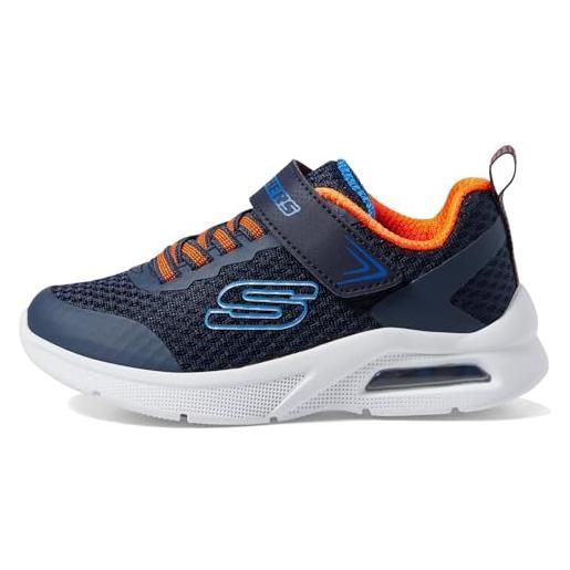 Skechers ragazzi, sneaker, tessuto blu navy sintetico arancione blu trim, 31 eu